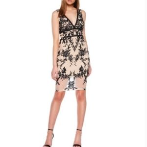 Embroidered overlay cocktail dress